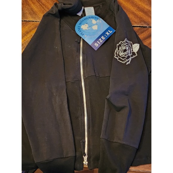 Planet Motherhood Tops - NWT Planet Motherhood Maternity ZIP Hoodie Sweatshirt Hooded Black Rose Y2K